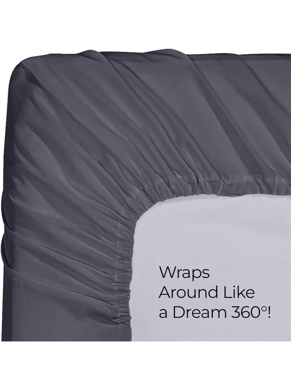 TWIN XL or SPLIT KING Charcoal Grey Fitted Sheet Elastic Corner Bedding